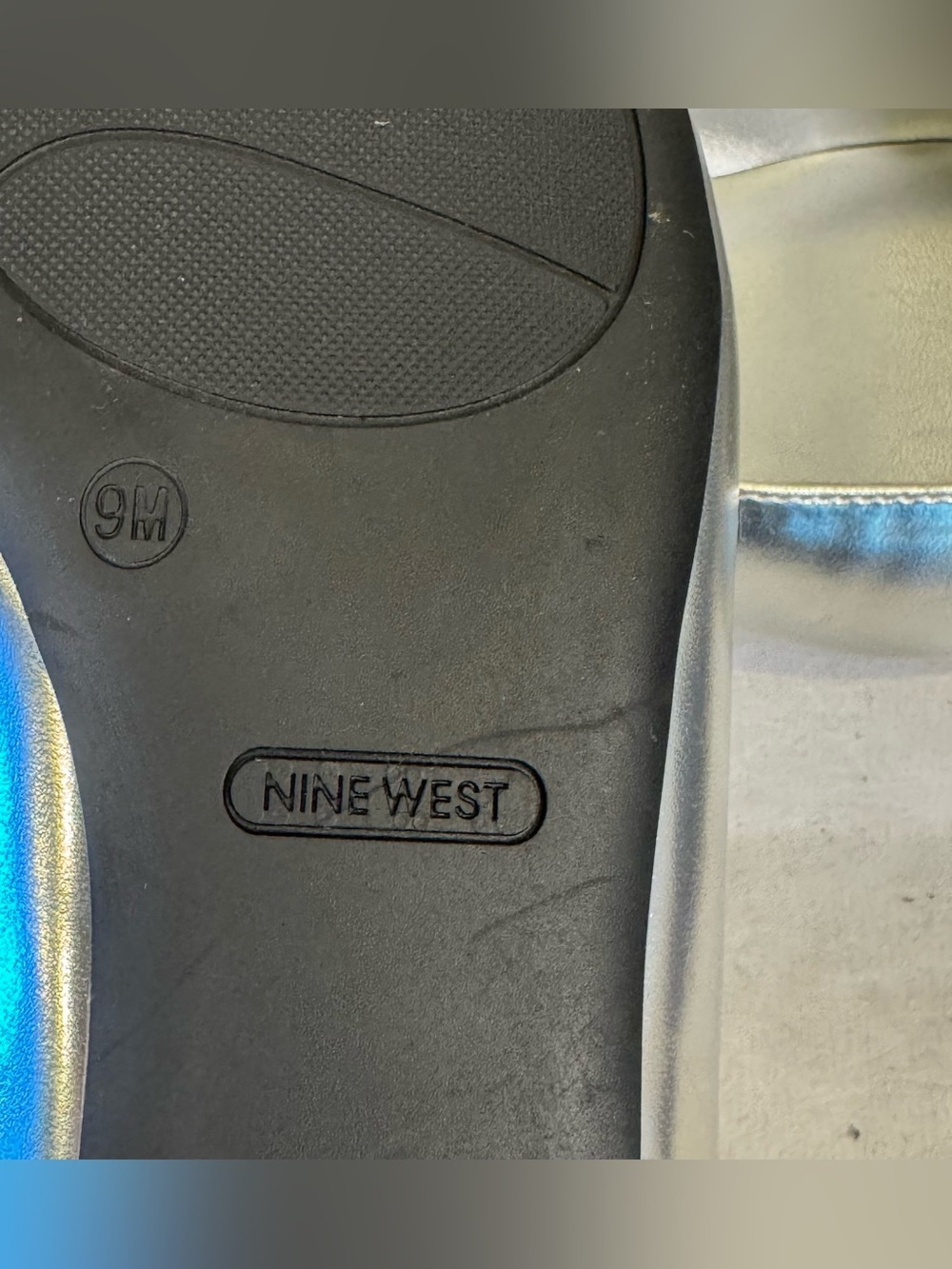 Nine West Silver Pointed Toe Crystal Buckle Flats - Women's, size 9.5, NWOT - Picture 8 of 10